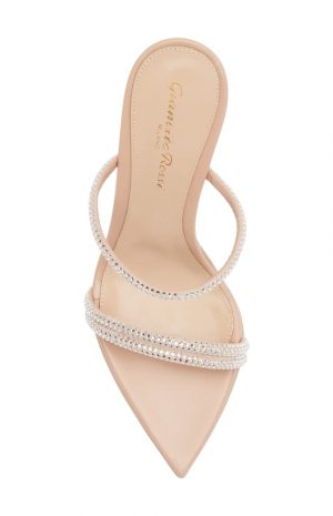 Crystal Embellished Pointed Toe Platform Slide Sandal