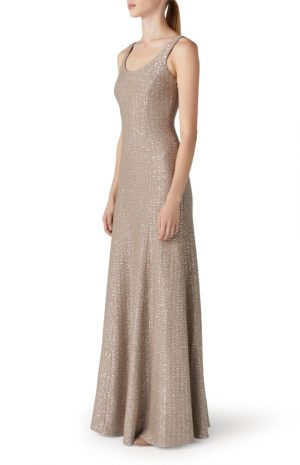 Sequin Textured Knit A-Line Gown