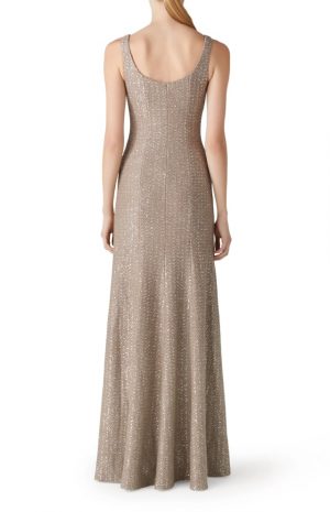 Sequin Textured Knit A-Line Gown