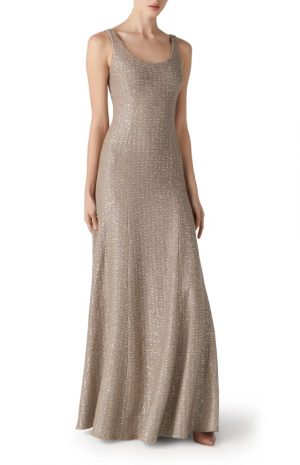 Sequin Textured Knit A-Line Gown